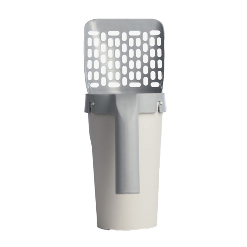 All-In-One Cat Litter Scoop Pet Toilet Picker Removable Portable Plastic Scoop(Gray White)