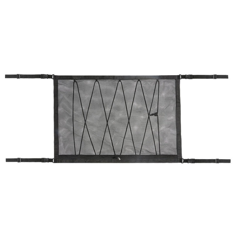 Car Ceiling Storage Net Bag Draw Rope Double-Layer Zipper Car Storage