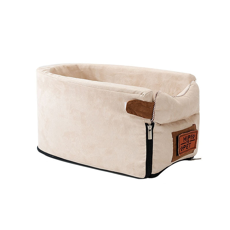 Car Central Control Seat Pet Portable Bed Pad, Colour: Oval + Beige(42x20x22cm)
