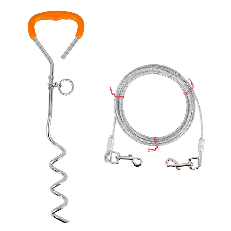 Outdoor Pet Leash Stainless Steel Ground Nail Fixing Bolt, Specification? Upgrade + Wire Rope