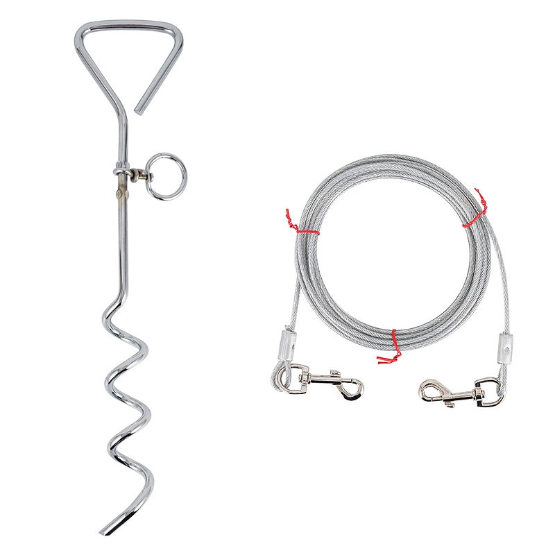 Outdoor Pet Leash Stainless Steel Ground Nail Fixing Bolt, Specification? Classic + Wire Rope
