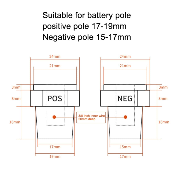 3 Pairs Car Battery Pile Header Circular Column Battery Maintenance Mo ...