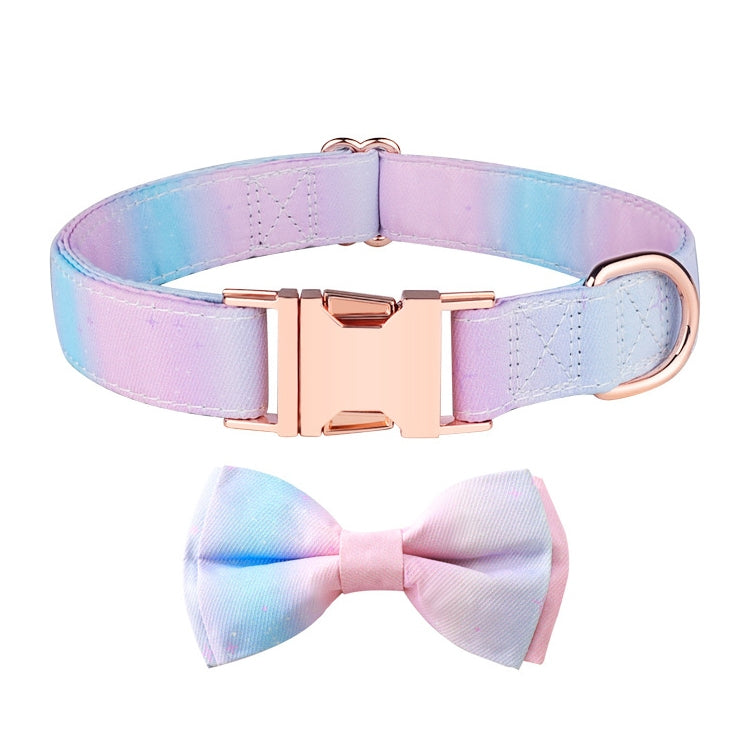 Rose Gold Buckle Pet Detachable Bow Collar, Size: XL 2.5x43-70cm(Fantasy Gradient)