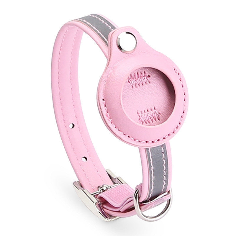 For Airtag Tracker Protective Cover Pet PU Collar, Specification: M(Pink)
