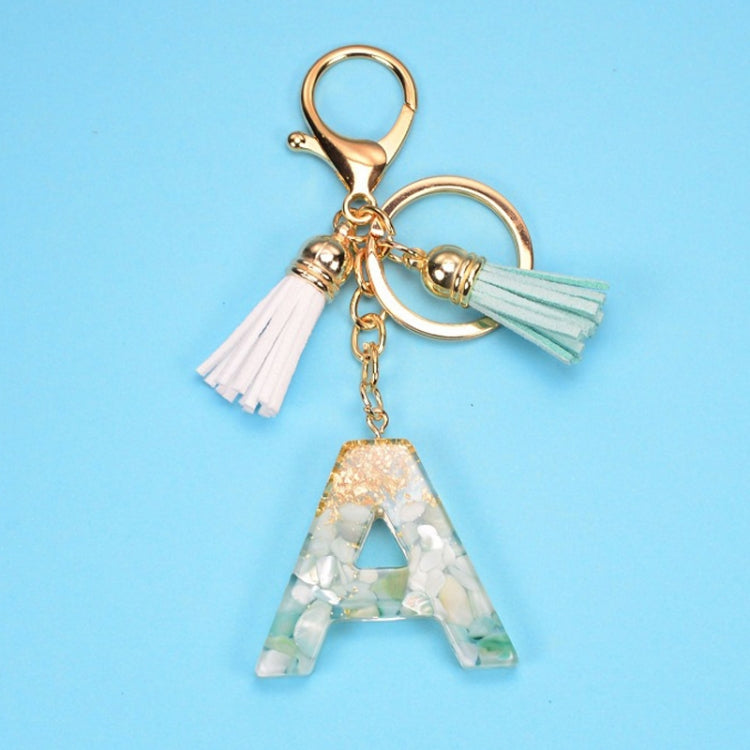 2 PCS Gold Foil English Letter Tassel Keychain Bag Decoration Pendant