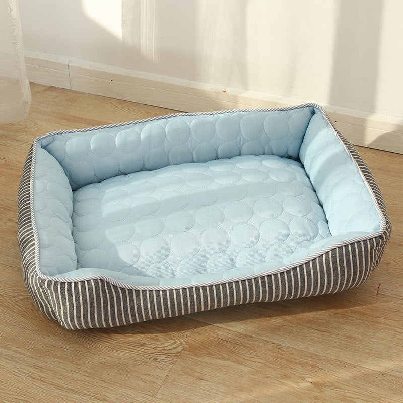 Summer Cold Feeling Dog Cat Kennel Ice Silk Cool Den S(Blue)