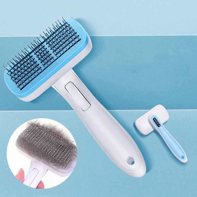 Pet Comb Cat Dog Hair Brush Hair Removal Tool, Style: Steel Needle (Blue)