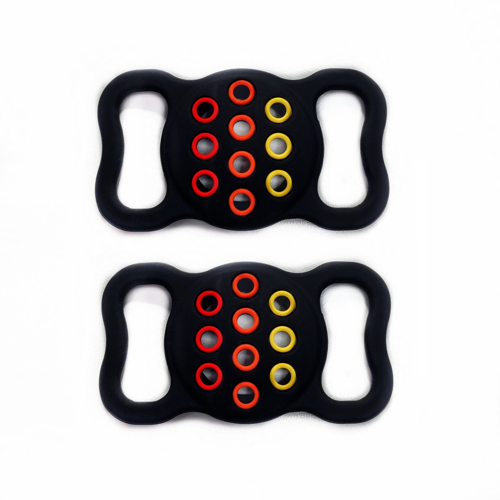 2  PCS Contrast Color Perforated Pet Collar Silicone Cover for AirTag(Black)