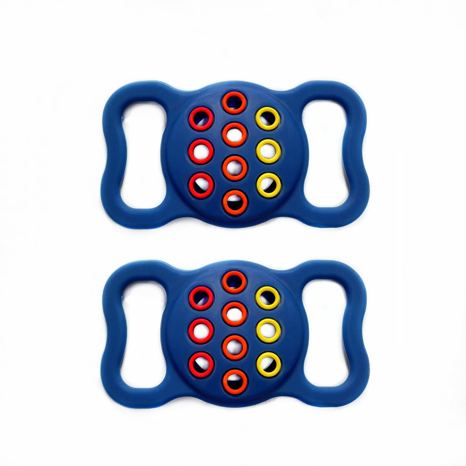 2  PCS Contrast Color Perforated Pet Collar Silicone Cover for AirTag(Dark Blue Colorful)