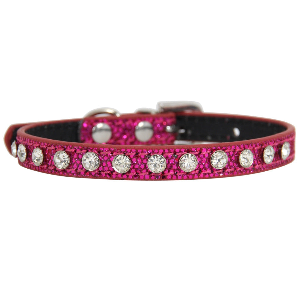 2.0 x 42cm Glitter Diamond Cat Neck Collar Decorative Supplies, Color: Diamond Rose Red