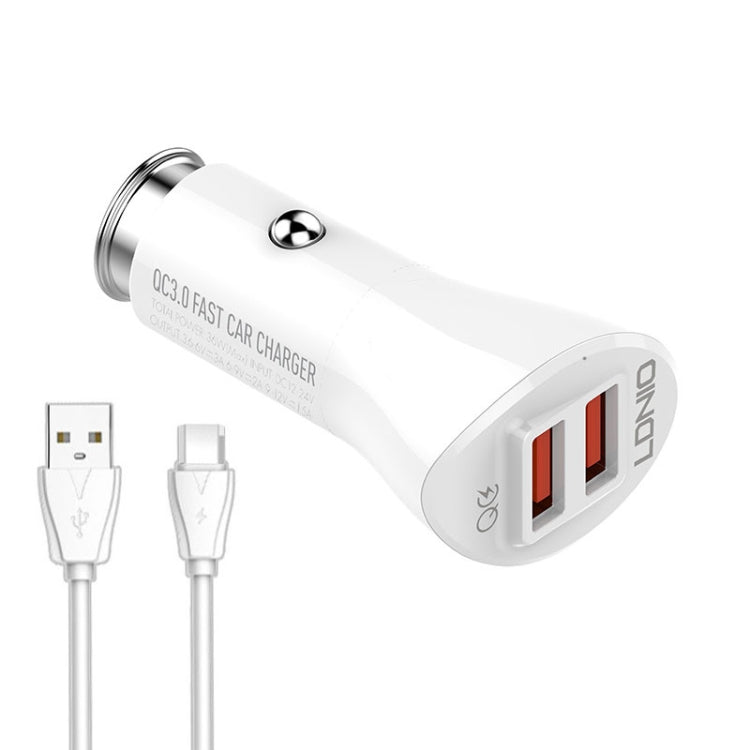LDNIO C511Q 36W QC 3.0 Phone Fast Charger Dual-USB Ports Smart Car