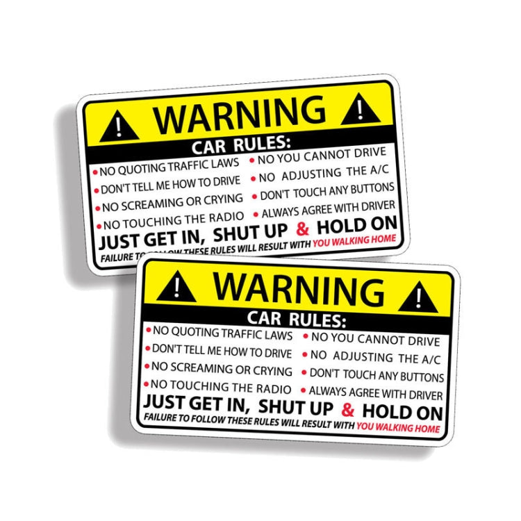 Car Safety Warning Rules Sticker, Safety Warning |... – Bulky Mart
