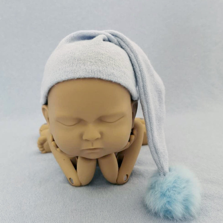 Newborn Photography Clothing Baby Photography Fur Ball Knitted Long Tail Hat, Hat(Yellow), Hat(Light Blue), Hat(Blue), Hat(White), Hat(Light Purple), Hat(Grey), Hat(Coffee), Hat(Green), Hat(Taro Color), Hat(Light Green), Hat(Camel), Hat(Pink)