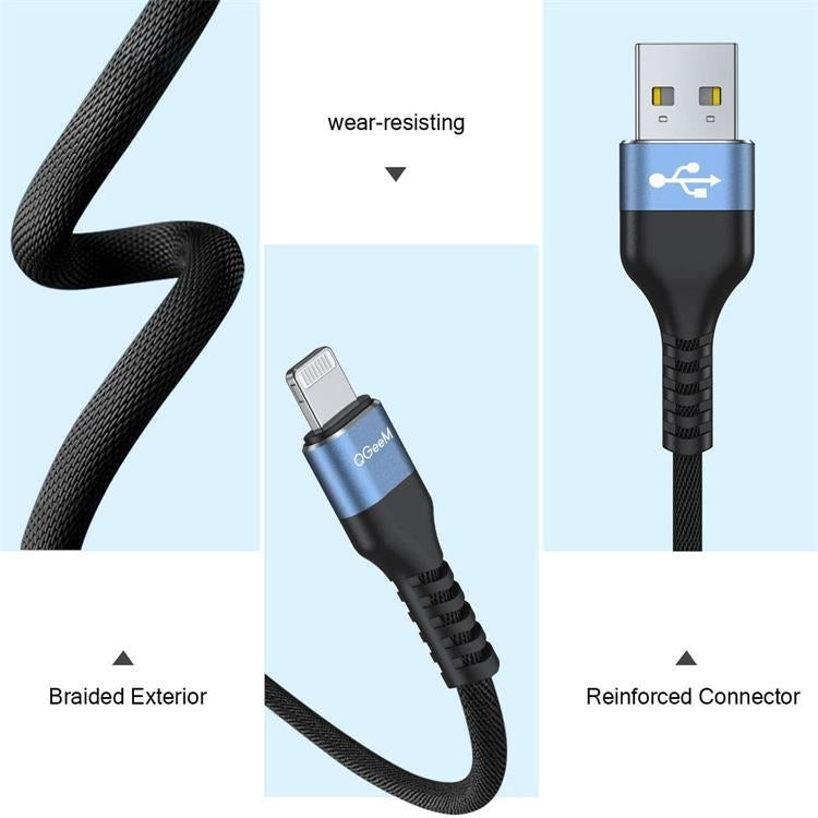 QGeeM MF01 USB-A To 8 Pin Phone Tablet Fast Charging Data Cable, Lengt ...