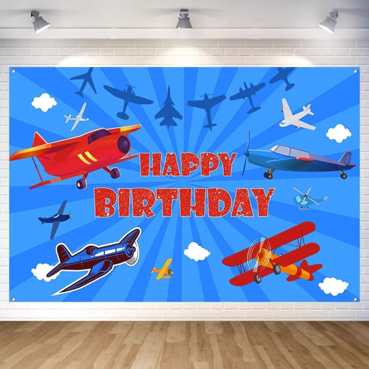 Airplane Theme Birthday Background Cloth Children Birthday Party Decoration Photography Background, 150x100cm, 180x110cm, 180x120cm, 210x150cm