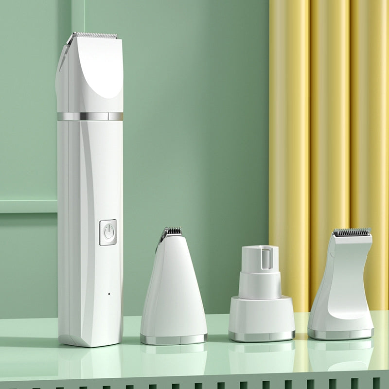 Pet Shaver Cat Dog Paw Hair Clipper Electric Fader, Color: 4 in 1 White