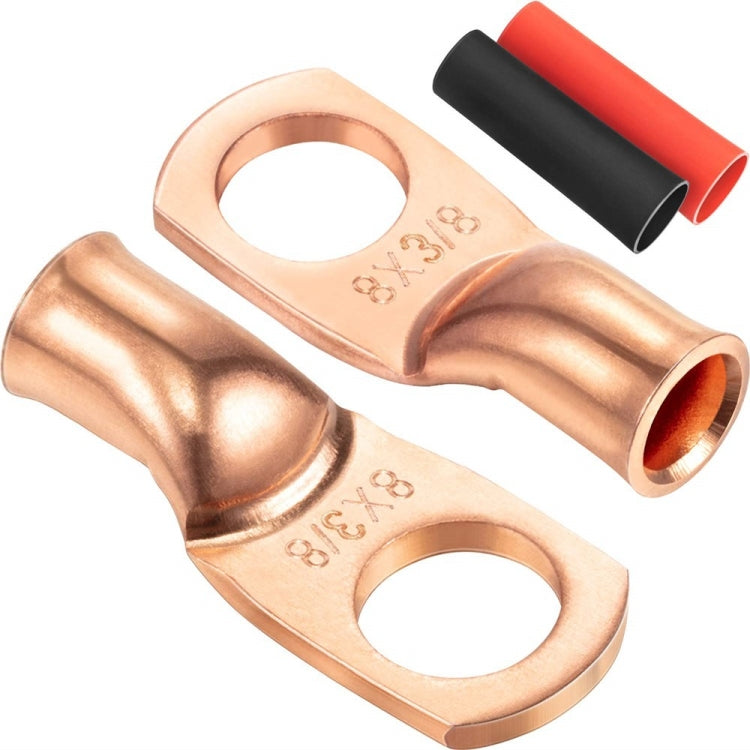 8AWG 3/8" Stud Ring Terminal Solder Cable Bare Copper Hole with Heat