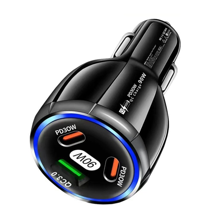 90W Super Fast Charging USB-C Car Charger Dual PD 30W+QC3.0 Charging