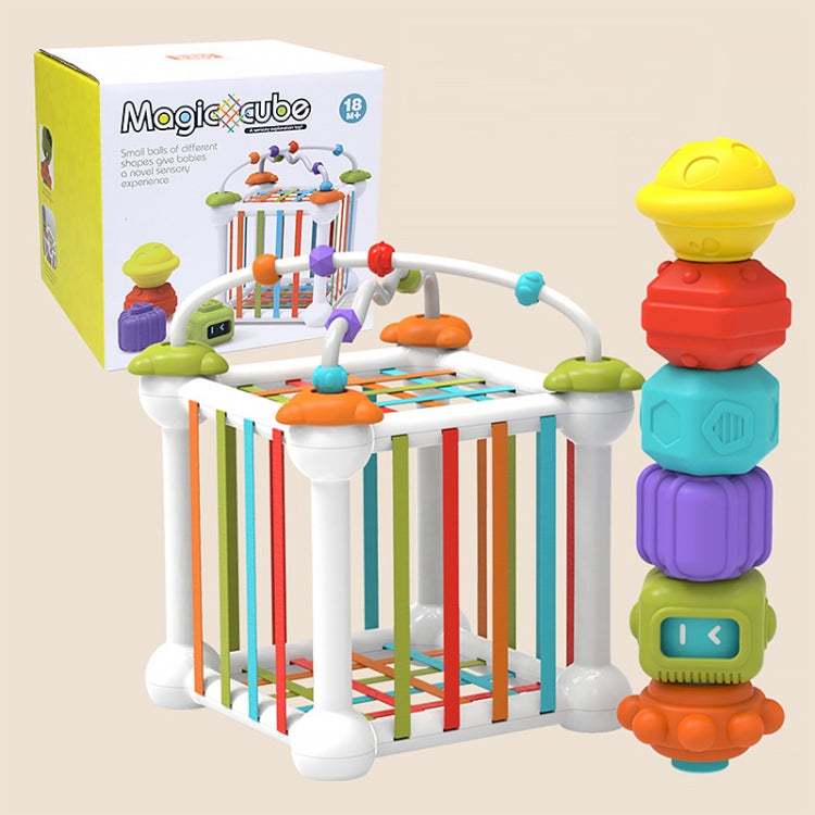 Baby Rainbow Sensory Toys Shape Sorting Toy Colorful Cube, Ordinary Version, Upgrade Version