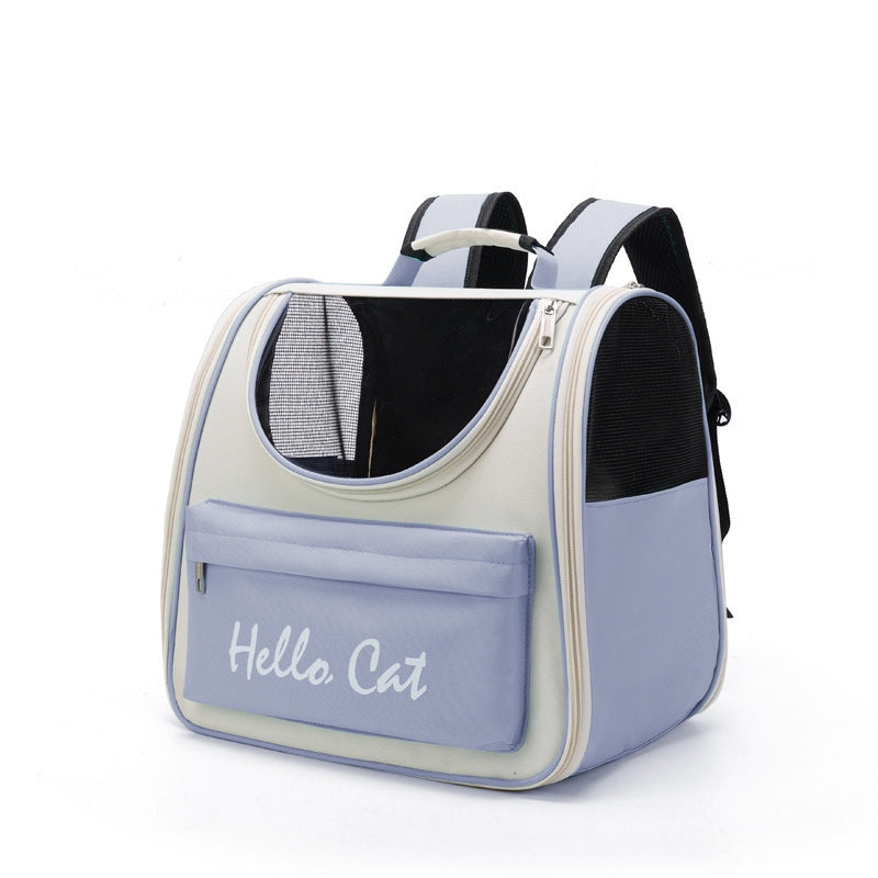 Breathable Cat Backpack Foldable Outdoor Portable Pet Bag(Model 2 Blue)