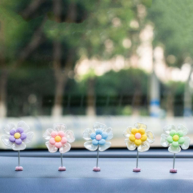 5pcs /Set Cute Cartoon Flower Car Shaking Ornament Car Dashboard