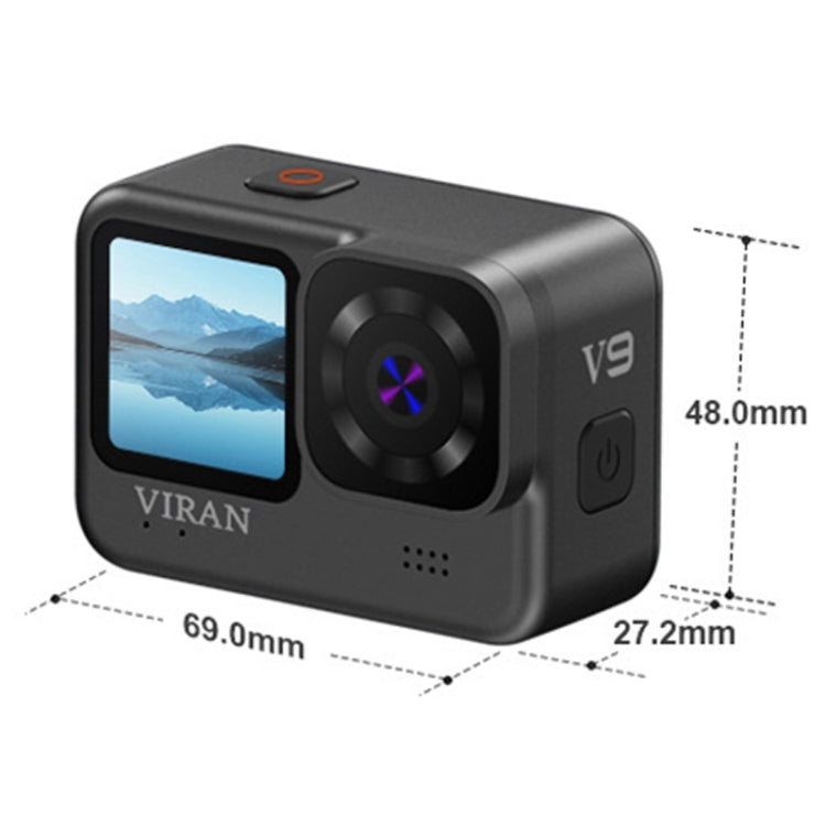 VIRAN V9 4K Dual Color Screen Diving Anti-Shake Action Camera Outdoor Cycling Travel Recorder, V9(Square), V9(Round)