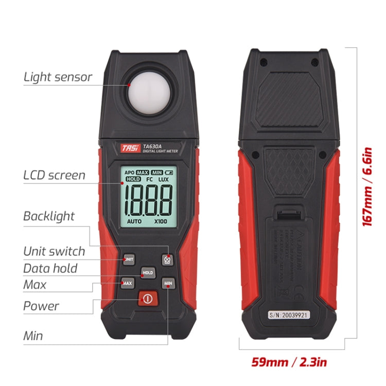 Digital Light Meter Illuminance Lux Meter Backlight LCD Display 0.1-20 ...