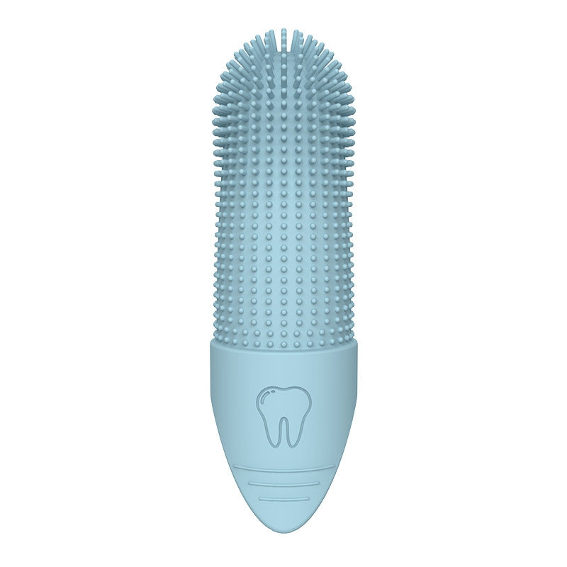 Pet Finger Toothbrush Cats Dogs Silicone Toothbrush Pet Oral Cleaning Care Tool(Blue)