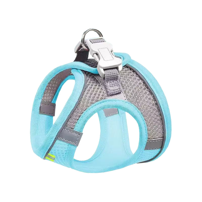 Undershirt Style Pet Chest Harness Summer Breathable Reflective Dog Leash, Style: Single Blue(XS)