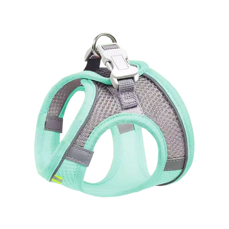 Undershirt Style Pet Chest Harness Summer Breathable Reflective Dog Leash, Style: Single Green(L)