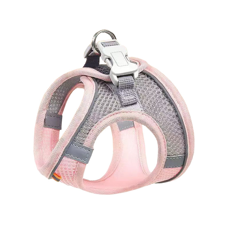 Undershirt Style Pet Chest Harness Summer Breathable Reflective Dog Leash, Style: Single Pink(L)