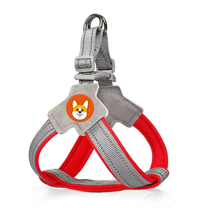 Saddle Style Pet Chest Harness Breathable Reflective Dog Leash, Style: Single Red(S)