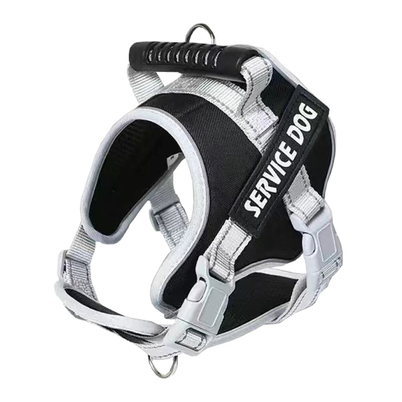 Large Dog Explosion Proof Punch Chest Harness Dog Travelling Leash, Style: Single Black(S)