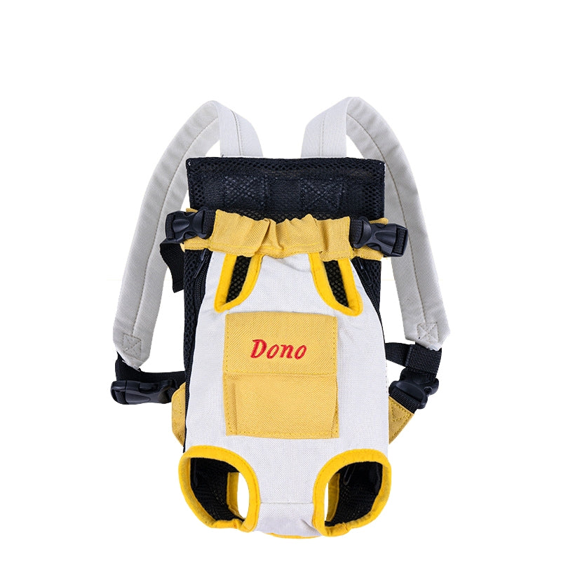 DONO Pet Four-legged Bag Outdoor Carrying Bag Breathable Backpack, Size: XL(Yellow White)