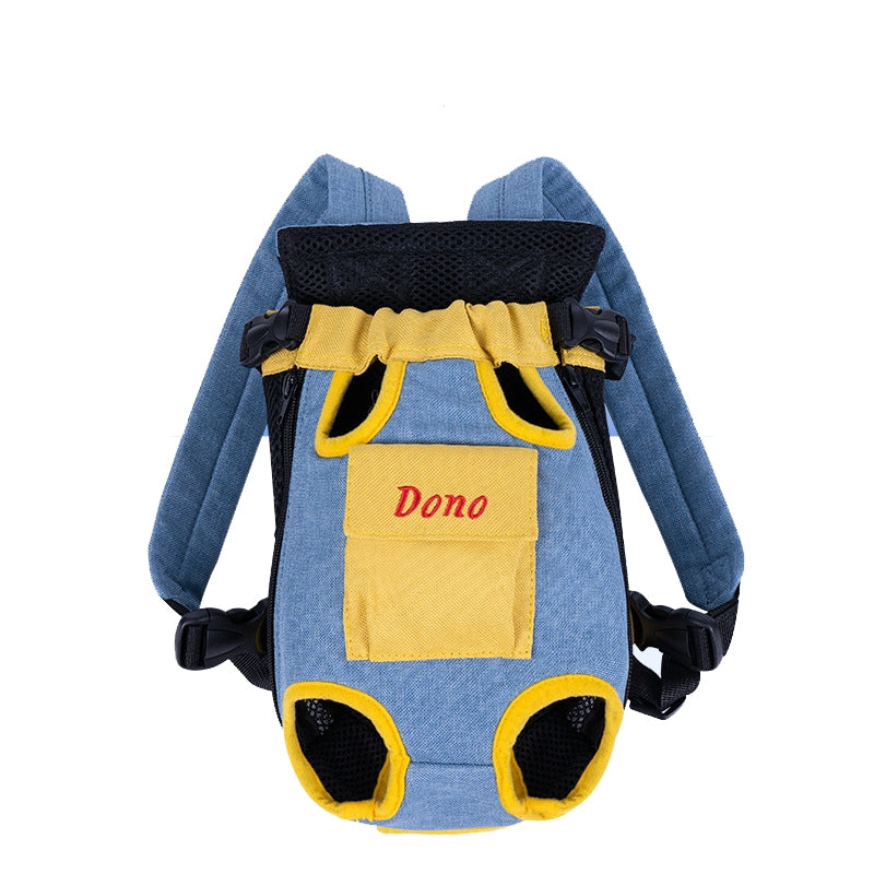 DONO Pet Four-legged Bag Outdoor Carrying Bag Breathable Backpack, Size: XXXL(Blue Yellow)
