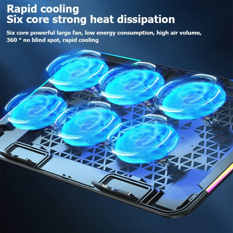 Bulky Radiator ICE COOREL A9R 6-fans Adjustable Laptop Stand Radiator with RGB Atmosp ...
