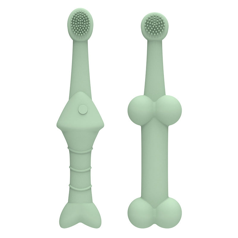 2pcs / Set Cats And Dogs Silicone Toothbrush Pet Oral Cleaning Care Tool(Green)
