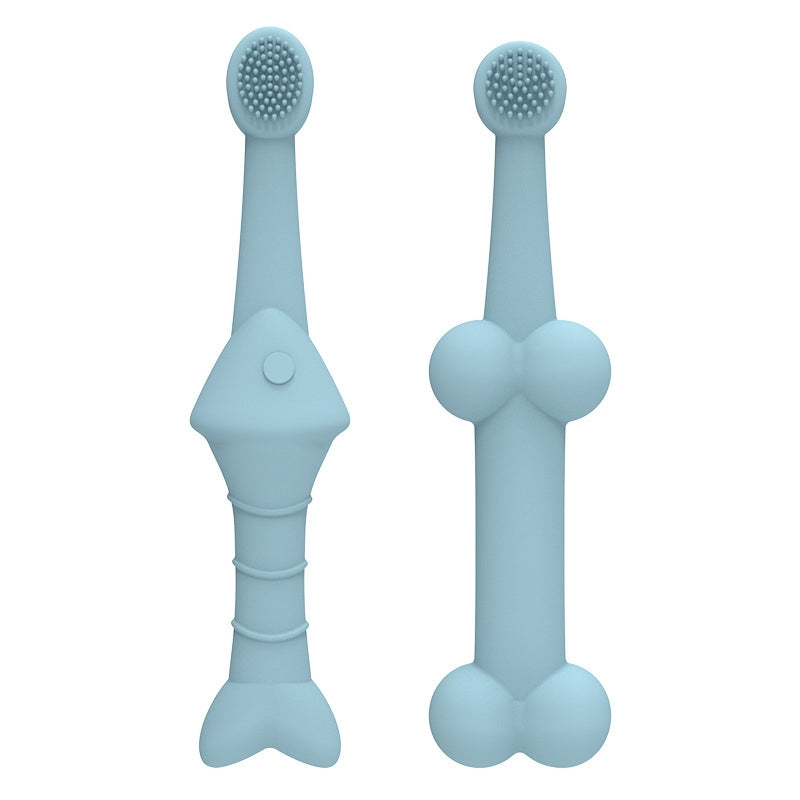 2pcs / Set Cats And Dogs Silicone Toothbrush Pet Oral Cleaning Care Tool(Blue)