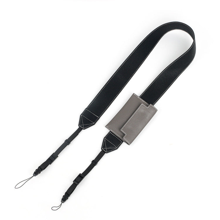 Universal PU Leather Shoulder Strap For SLR Cameras With Card Holder
