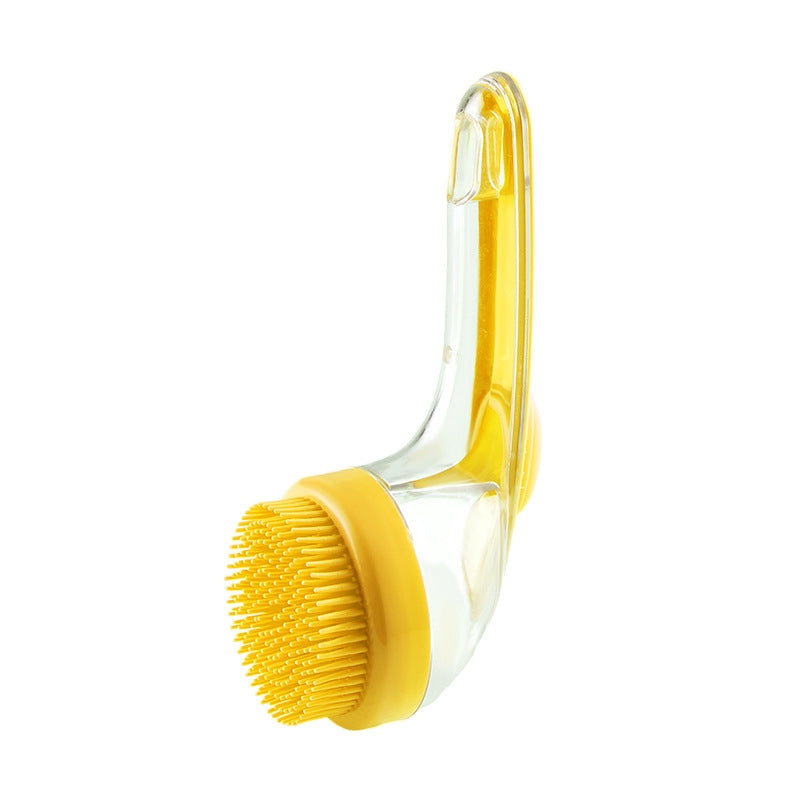 Long Handle Pet Bathing Brush Silicone Dogs Cats Cleaning Massage Brush Grooming Comb, Style: Fine Teeth Yellow