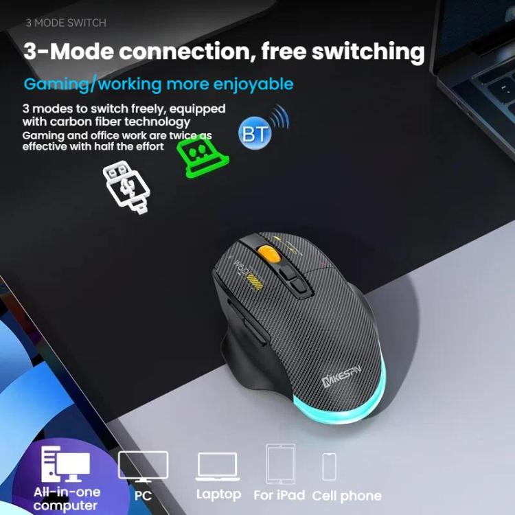 MKESPN W601 Silent Wireless Tri-mode Macro Gaming Mouse Carbon Fiber 1 ...