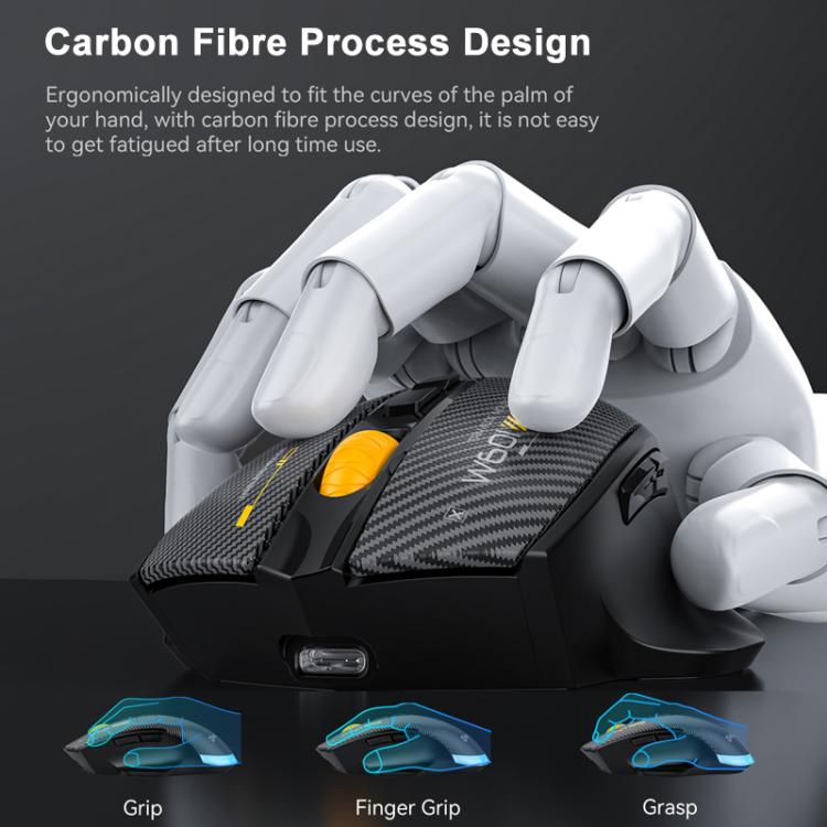 MKESPN W601 Silent Wireless Tri-mode Macro Gaming Mouse Carbon Fiber 1 ...