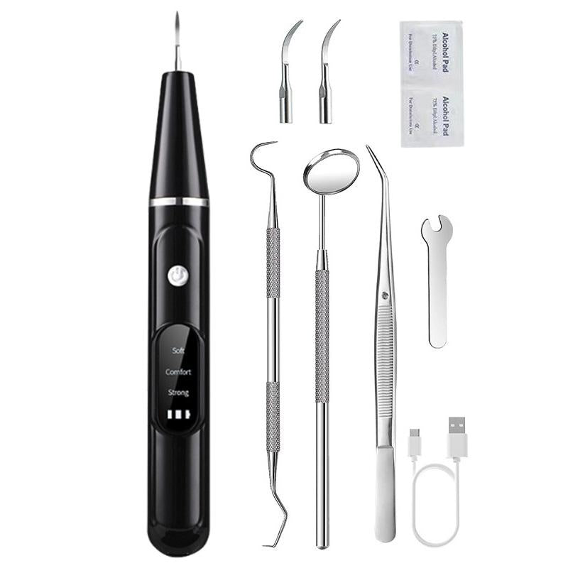 Pet Ultrasonic Teeth Cleaner Dog Tooth Brushing Kit Plaque Tartar Remover Dental Care Tool, Spec: With 3pcs Kit (Black)