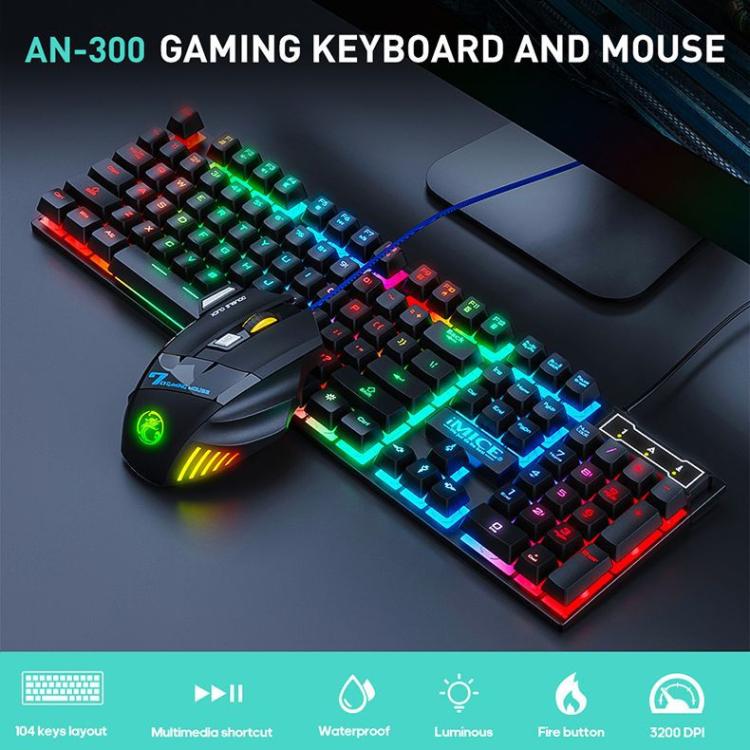Floating Keycaps Rainbow Backlight Wired Keyboard Mouse Set – Bulky Mart