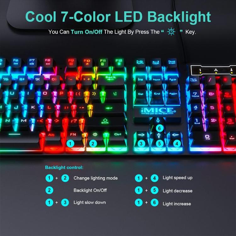 Floating Keycaps Rainbow Backlight Wired Keyboard Mouse Set – Bulky Mart