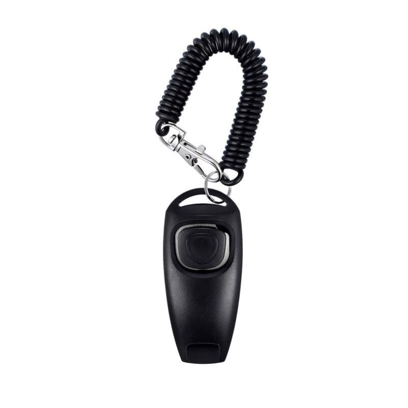 2 In 1 Pet Training Clicker Dog Whistle With Long Wristband(Black)