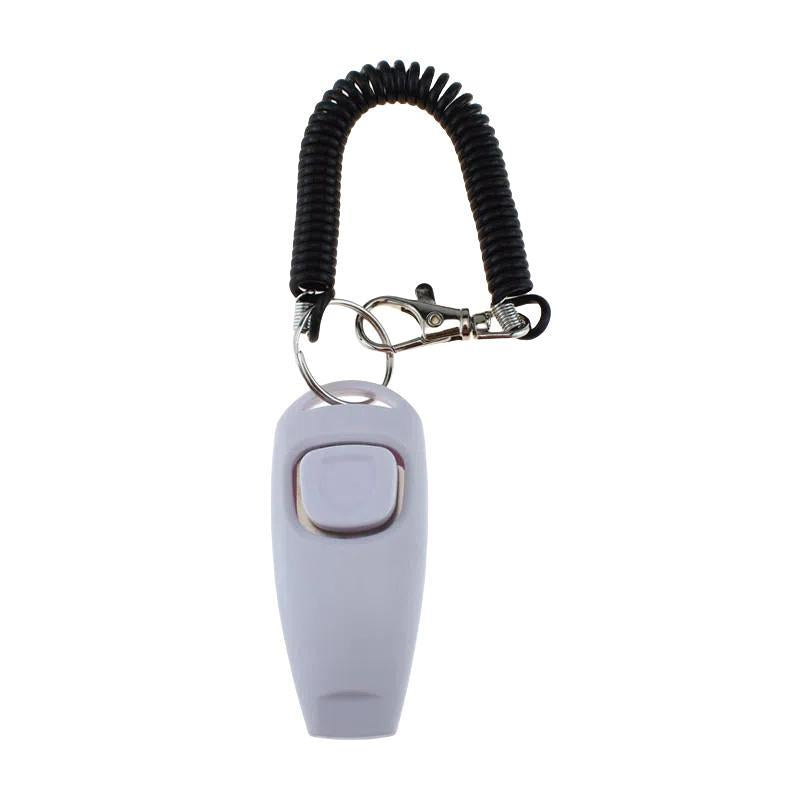 2 In 1 Pet Training Clicker Dog Whistle With Long Wristband(White)