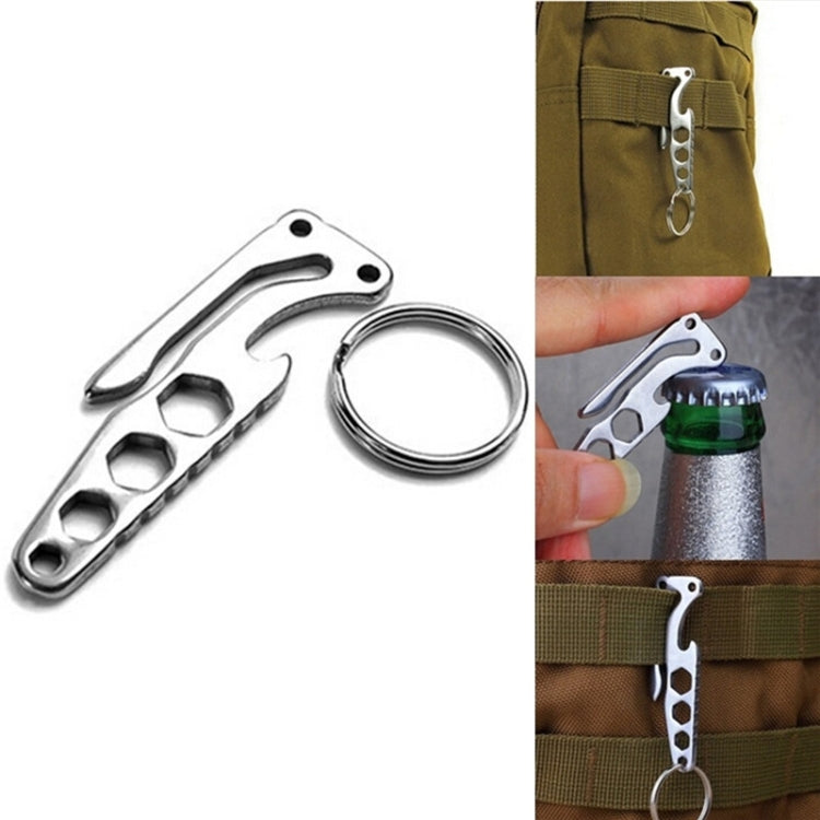 Multi-function Bottle Opener Keychain Outdoor Pocket Tool Pry Bar Hex