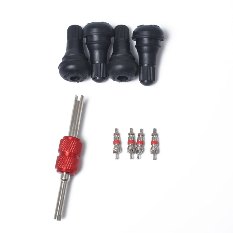 Snap-in Short Black Rubber Valve Stem (TR412) with Valve Core Wrench