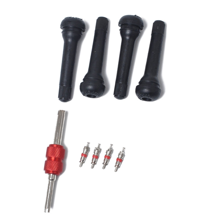 Snap-in Short Black Rubber Valve Stem (TR418) 4-Pack with Valve Core